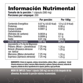 Citrato de Magnesio 500mg | Uno al día | 200 Cápsulas de Fácil Absorción | CITRAMAG S&V | Sin Gluten y Sin OMG