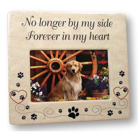 Pet Memorial Ceramic Picture Frame - No Longer By My Side Forever in My Heart - Pet Loss Gifts - Pet Photo Frame - Pet Sympathy Gift - In Memory of a Pet
