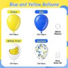 60pcs 12inch Blue and Yellow Balloons with Blue White Print