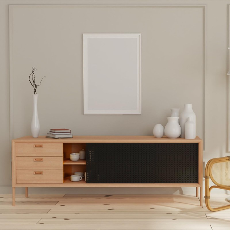 MOROBOR 2PCS Rectangular Wood Recessed Concealed Handle, Embedded Design Sliding