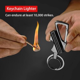 Permanent Match Infinity Lighter, Keychain Lighter with Multitool Keychain Bottle Opener, Reusable Matchstick, Forever Match for Outdoor Survival (Black*2)