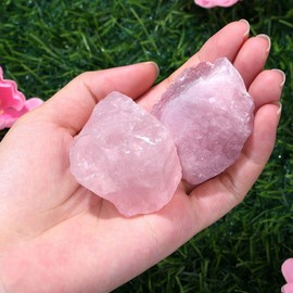 QINJIEJIE QINJIEJIE Rose Quartz Large Crystal Healing Crystals 1.8"-2.2" 2PCS Raw Stone Rough Stones Rocks Protection Energy Reiki Tumbling Divination Meditation Crystals Gifts for Women