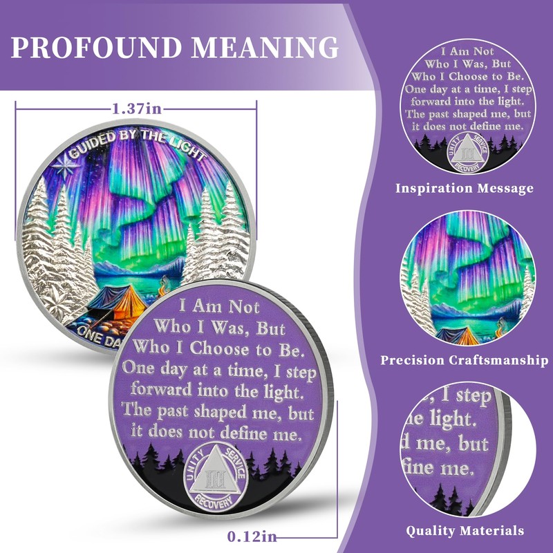 BraveBloom 3 Year Aurora Bonfire Sobriety Coin – One Day
