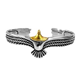 Eagle Cuff Bracelet Vintage Rock Punk Animal Bangle Open Ended Wristband Bangle Gold Plated Metal Eagle Bracelet for Men Women Jewelry(A)
