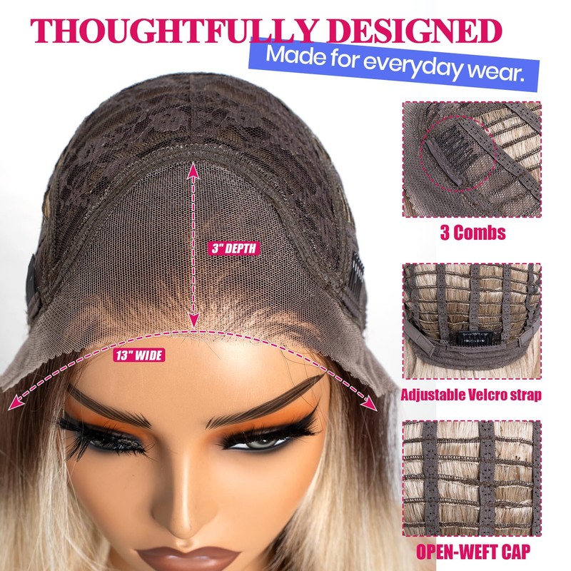 Lace Front Wig, Curtain Bangs & Flipped Out Layers Glueless