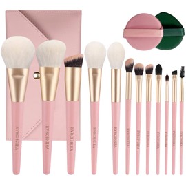 Makeup Brushes Set of 12 with Makeup Pouch, Makeup Brushes, Premium Fiber Bristles, Super Soft, Popular, Multi-functional, Makeup Set, Concealer Brush, Eye Shadow Brush, Foundation Brush, Everyday