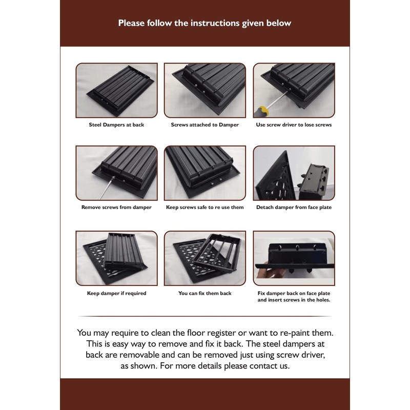 Prima Decorative - Cast Aluminum Floor Register 4" X 10"