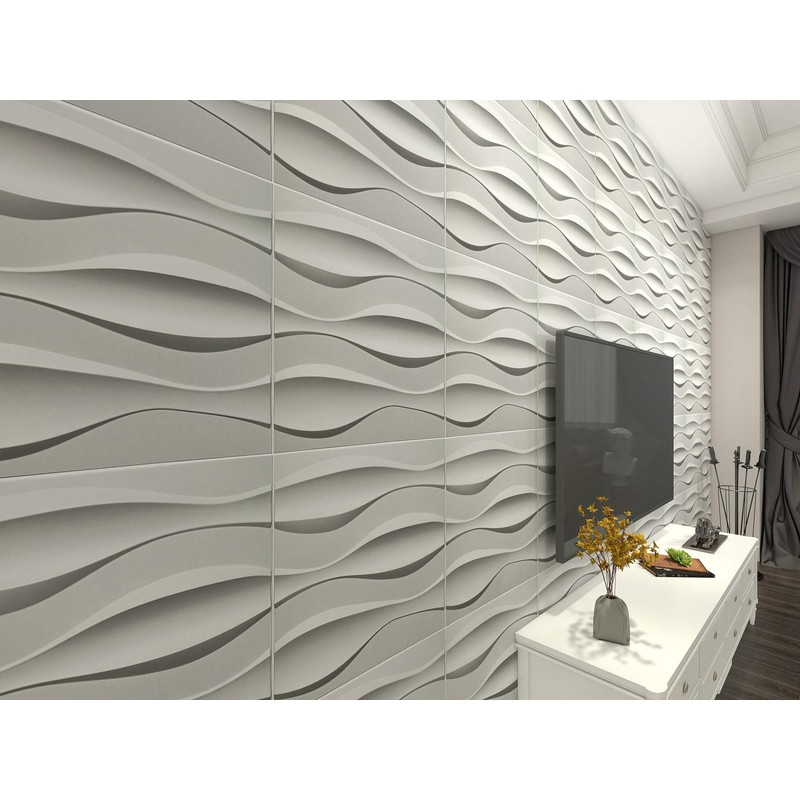 Art3d 19.7" x 19.7" (Pack Of 12) Wall Panel Wave,
