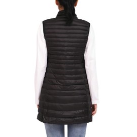 ELFJOY Long Puffer Vest Women Winter Ultra Light Long Down Vest with Stand Collar Black Womens Vests Outerwear