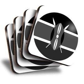 Destination Vinyl ltd Great Coasters (Set of 4) Square - BW - Kenya East Africa Nairobi Drink Glossy Coasters/Tabletop Protection for Any Table Type #41809