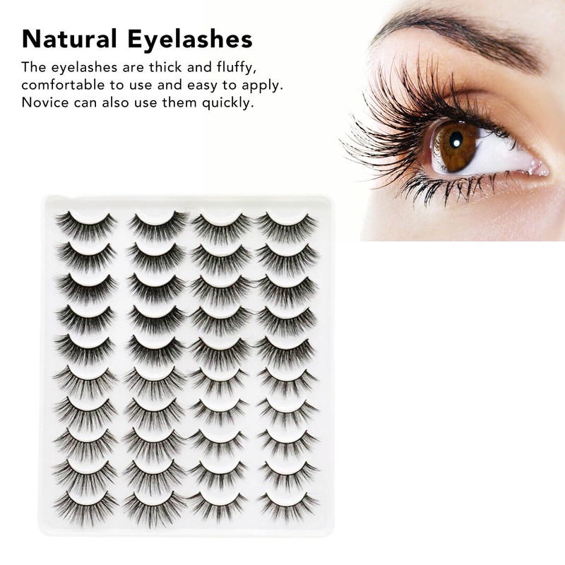 20 Pair Natural Eyelashes Fluffy Cross Fibre 3D False Eyelashes