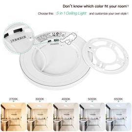 Brightever 7 Inch Flush Mount Ceiling Light, 12W 1200LM LED Ceiling Light Fixtures, 2700K/3000K/4000K/5000K/6500K Selectable, 0.67 Inch Ultra Thin Flat Ceiling Lights for Bedroom Closet, 2 Packs