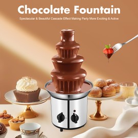 Chocolate Fountain Machine 4 Tier, Fondue Fountain Electric Chocolate Melting Machine Commercial Chocolate Fountain for Party, Cheese Sauce and Liqueur - Hold up to 60.8oz