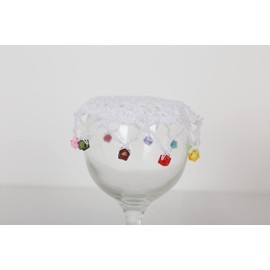 Lace Doilies with Beads Jug Covers, 100% Cotton Handmade Crochet Beaded Doyleys for Table Placemats & Dining Decor, Pack of 1 (White, 12 Inches)