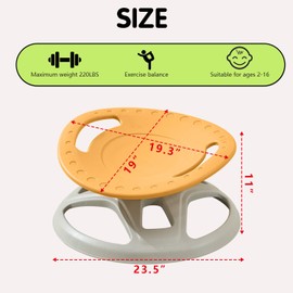 TQUEG Toddler Sensory Swivel Chair Swivel Wobble Chair for Autism and Sensory Play 220 Pound Capacity 360 ° Rotating Chair Bottom Anti Slip Design (Orange（with handrails）)