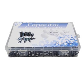 Anjacore 500PCS Electrolytic Capacitor Assortment Kit 24 Values (0.1 µF–1000 µF) 10V~50V Aluminum Electrolytic Capacitors with Labeled Transparent Storage Box for DIY Repair PCB Projects