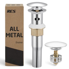 KES All Metal Bathroom Sink Drain with Strainer Basket Hair Catcher Anti Clog Pop Up Drain Stopper for Vanity Vessel Sink with Overflow, Rustproof 18/8 Stainless Steel Polished Chrome S2013A-CH