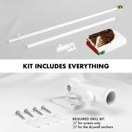 UD_G128 Combo Pack: 5 Ft Tangle Free Aluminum Spinning Flagpole (White) & Mexico Mexican Flag 2.5x4 Ft, Double ToughWeave Series