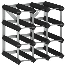 vidaXL Elegant Wine Rack - Capable of Storing 12 Bottles - Made of Black Solid Pine Wood and Galvanized Steel for Durable Use. Ideal for Home Décor and Gifting