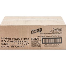Genuine Joe 1-ply Embossed Lunch Table Napkin, 13" x 11.25", White