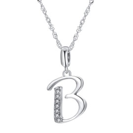 Globalwin Jewellery - Collar con colgante de plata de ley 925 de la A a la Z, circonita cúbica transparente de 26 letras, para pulseras, collares de joyería DIY, Plata esterlina, circonita