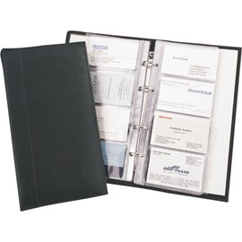 Alassio Visitenkarten Ringbuch aus FineTouch Lederimitat, mit Register A-Z und Einlagen für 120 Karten Business Card Case, 25 cm, Black (Schwarz)