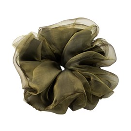 Cream Dot Hair Accessories, Women's Popular, Scrunchie, Volume, Organza Material, Satin, Big Scrunchie, Khaki x One Size