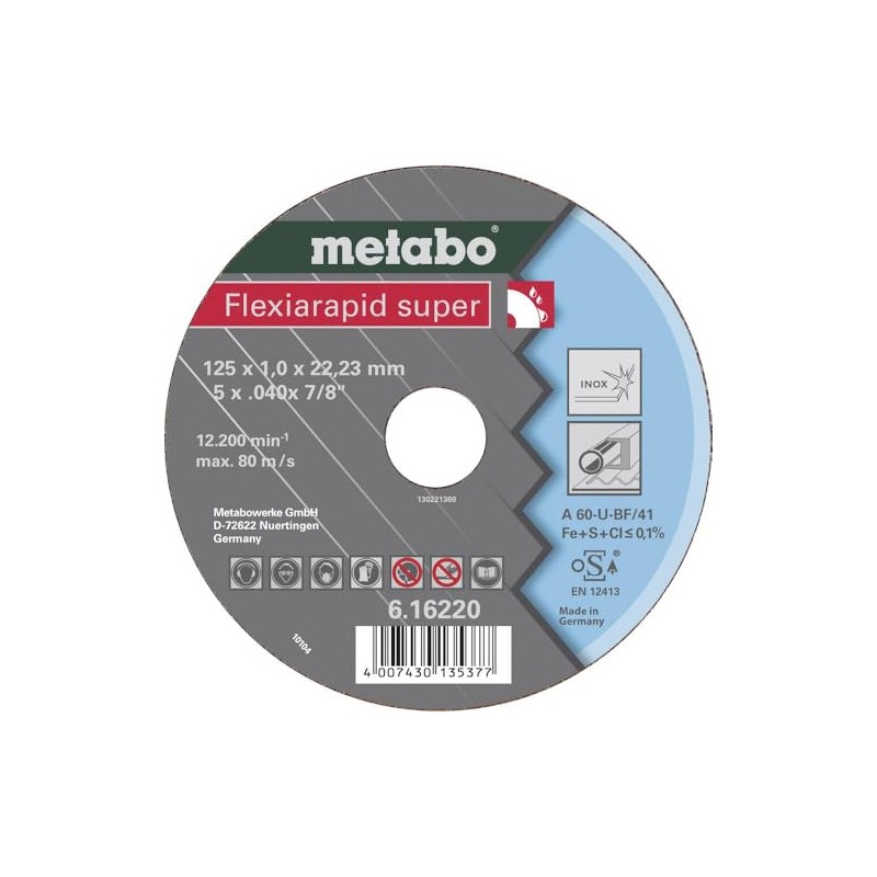 metabo Flexiarapid Super Inox Cutting Disc 125 x 1.0 x