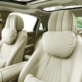 2 Pcs Car Headrest Neck Pillow for Driving,Universal Premium Suede Leather Soft and Comfortable Headrest,Two Gears of Height Adjustment Car Seat Headrest Pillow Car Interior Accessories