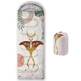 AILONEN Moth Butterfly Camping Sleeping Bags,Lightweight & Waterproof,3 Season Warm & Cool Weather,Mid Century Boho Rainbow Abstract Moon Sleeping Bags for Boys Girls Adults,Traveling,Outdoors