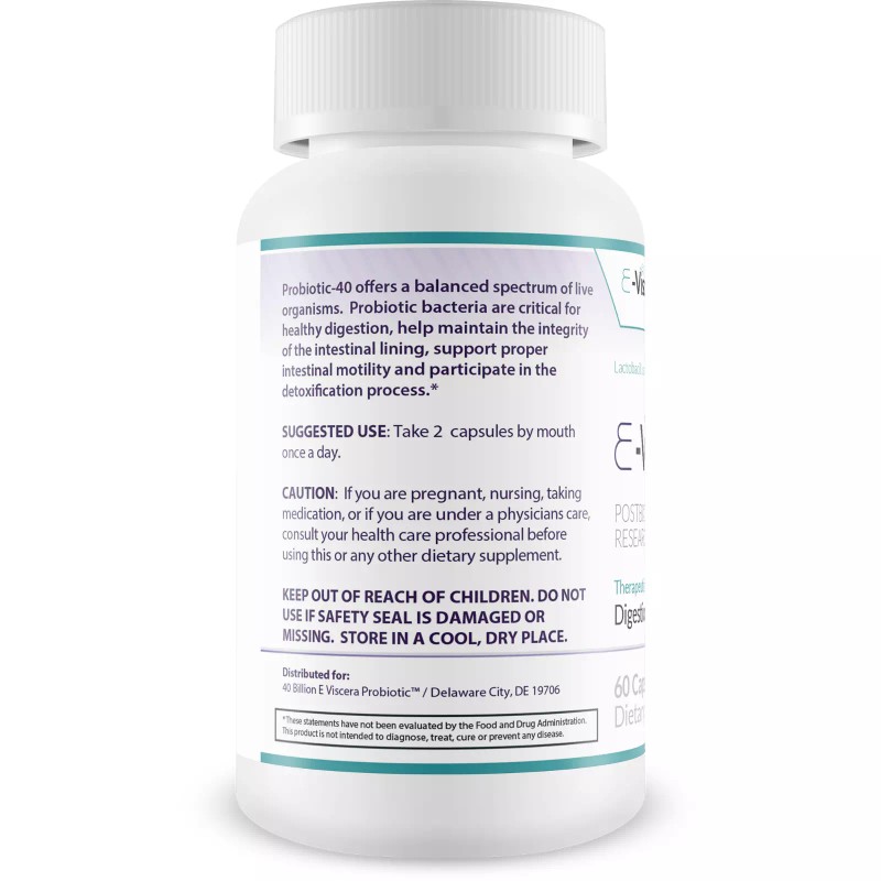 40 Billion E-Viscera-3 Probiotic Supplement - Digestive and Immune Health