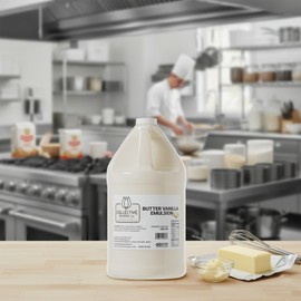 Butter Vanilla Emulsion for Baking - Natural Flavoring Blend for Cookies, Cakes, Ice Cream, Smoothies, Beverages & More - 1 Gallon Kosher, Pure Butter Vanilla Emulsion by Collective Aromas Co.