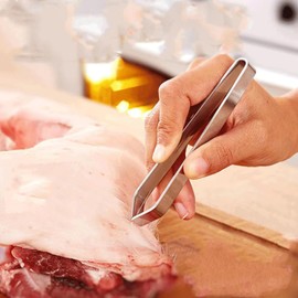 Fish Bone Tweezers, Practical and Reliable Metal Flat Pig Hair Plucking Clip for Cooking Food Design Styling