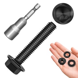 M6x1.0 Bolt (10 Sets) M6 x 30mm Flanged Hex Head Nuts and Bolts, M6 Bolt Flange Hexagon Screws with Nuts and Washers, Black M6 Screws Grade 10.9 Alloy Steel Metric Bolt Assortment by Mywish