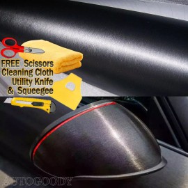 AUTOGOODY 84" x 60" Black Brushed Aluminum Vinyl Film Wrap Sticker Decal Air Bubble Free