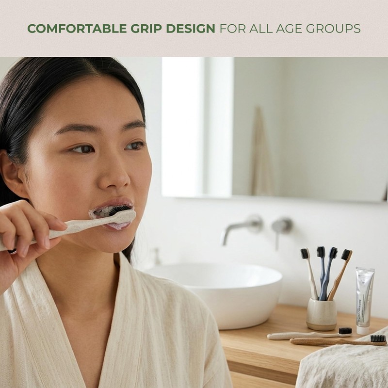 Pursonic Wide Head Toothbrush Set with Cedarwood Wooden Handle &