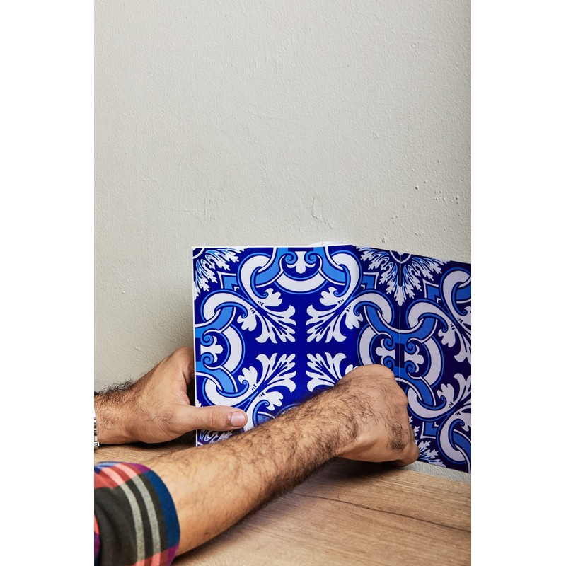Poromoro Portuguese Spanish Azulejo Tile Stickers, Peel and Stick Kitchen