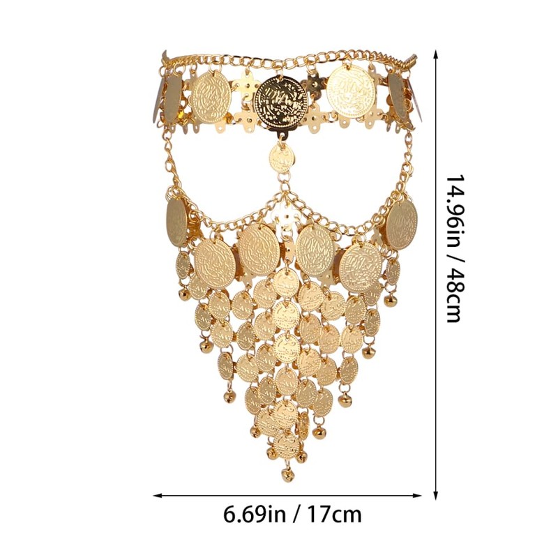 WOFASHPURET Metallic Veil Flapper Head Chain Gypsy Face Veil Face
