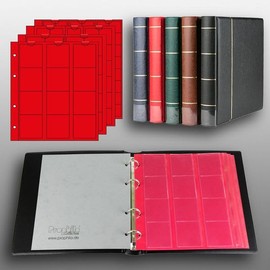 Prophila Collection Coin Album with 4 Sleeves (Red Interleaves) for 110 Coins Black