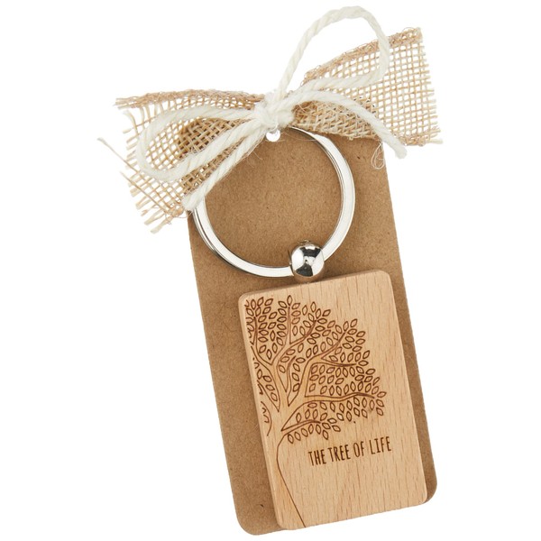 Mopec - MWA10 Tree of Life Wooden Key Ring, Multi-Colour,