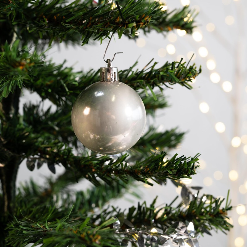 Plastic Christmas Baubles Pink/Mint - Pack of 15 Diameter 5