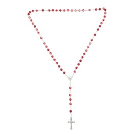 COLLBATH 8mm Stone Rosary Necklace Gold Cross Baptism Present Christian Jewelry for Girls Baptism Favors