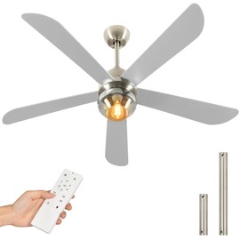 YITAHOME Ceiling Fans with Lights, Unique Designs for Glass Lampshade and Fan Blades, 52 Inch Modern Ceiling Fan, 6 Speeds, Reversible Quiet DC Motor Fan for Living Room, Dining Room, Bedroom, Nickel