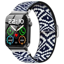 Blueshaweu for Donerton T50S T50H Smart Watch Stretch Elastics Nylon Adjustable Replacement Strap Accessories Compatible with Donerton T50S T50H 1.85"/Uaue T50S 1.85"/VKAROOD KC88 1.43" (Rhomboid)