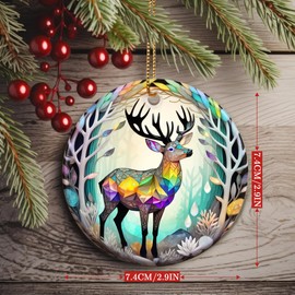 Dodosky Colorful Ceramic Elk Christmas Ornament, Elk Ornaments for Christmas Tree, Holiday Decorations, Christmas Decor, Elk Gifts, Christmas Ornament Gift Ideas