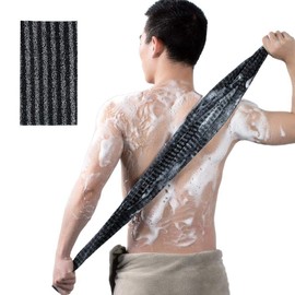 Exfoliating Back Washer for Shower Men Women Exfoliating Body Scrub Washcloth Back Washer Back Washer Towel for Shower (Black Stripe)