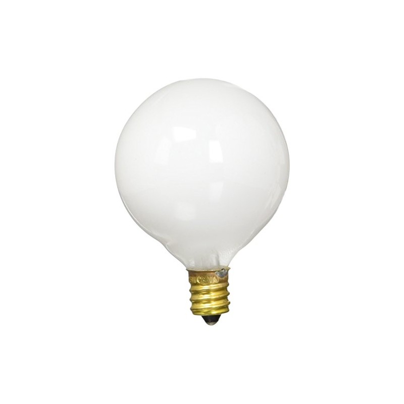 Bulbrite 25G16WH2 25W G16 Globe 120V Candelabra Light Bulb, White