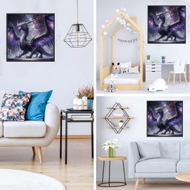 Zythron Dragon Diamond Art Kits for Adults, 5D Purple Dragon Diamond Painting Kits for Adults Beginners, Round Full Drill Diamond Art Craft for Home Wall Decor 14x14 inch