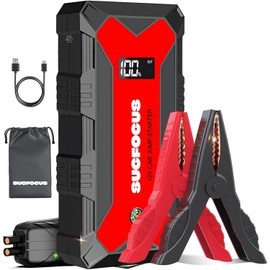 SUCFOCUS Starthilfe Powerbank, 2500A Auto Starthilfe 12V (Bis zu 8L Benzin/6.5L Diesel), Tragbarer Batterie Booster mit Starthilfekabel LED Taschenlampe USB-Schnellladung 3.0 Batteriestarter