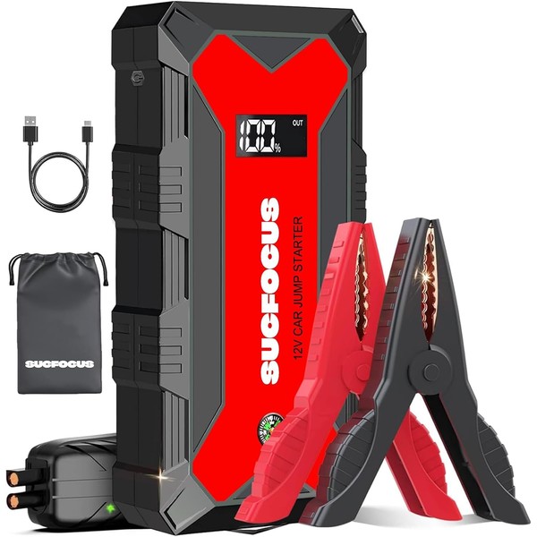 SUCFOCUS Starthilfe Powerbank, 2500A Auto Starthilfe 12V (Bis zu 8L